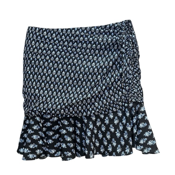 Veronica Beard Black Blue and White Floral Patterned Mini Skirt size 6
